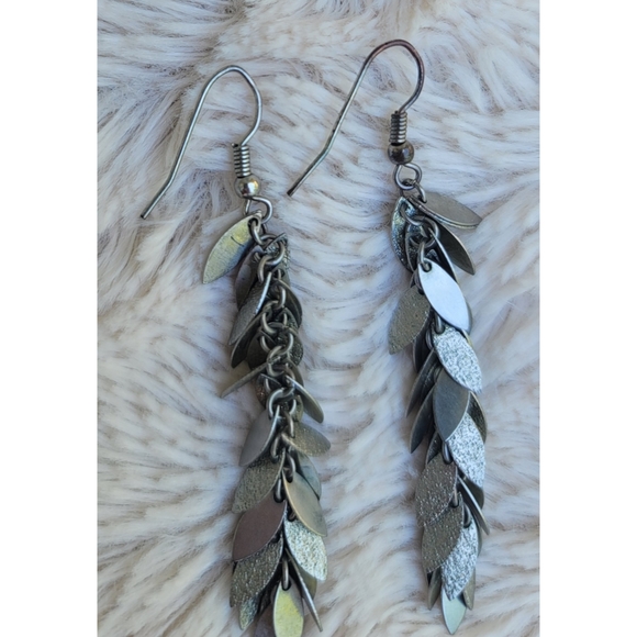 Linear Leaf Drop Earrings - Picture 10 of 17